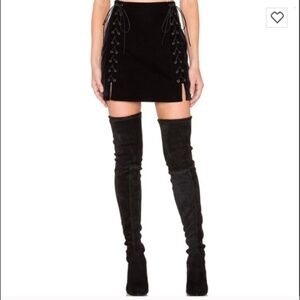 NWOT Endless Rose Velvet Lace Up Black Skirt